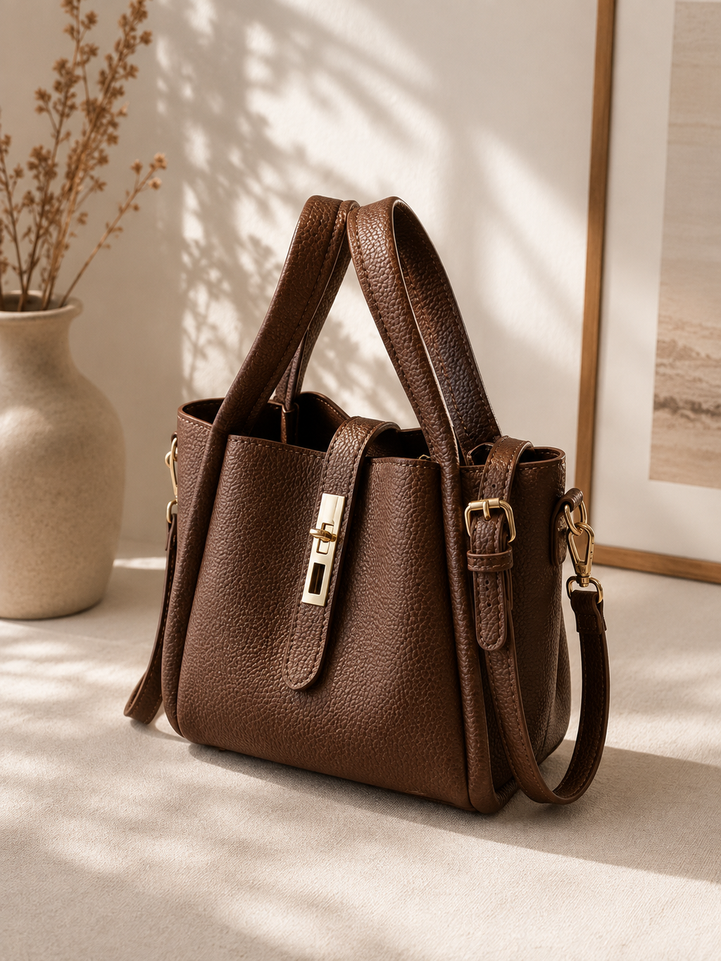 Faux Leather Bucket Bag