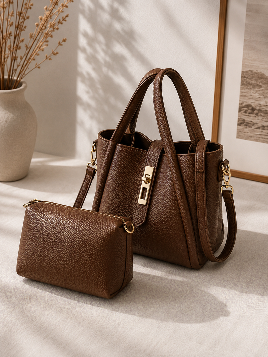 Faux Leather Bucket Bag